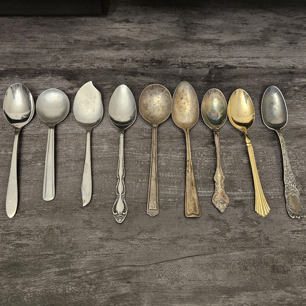 Vintage Assortment of Stainless And Silver-Plated Spoons